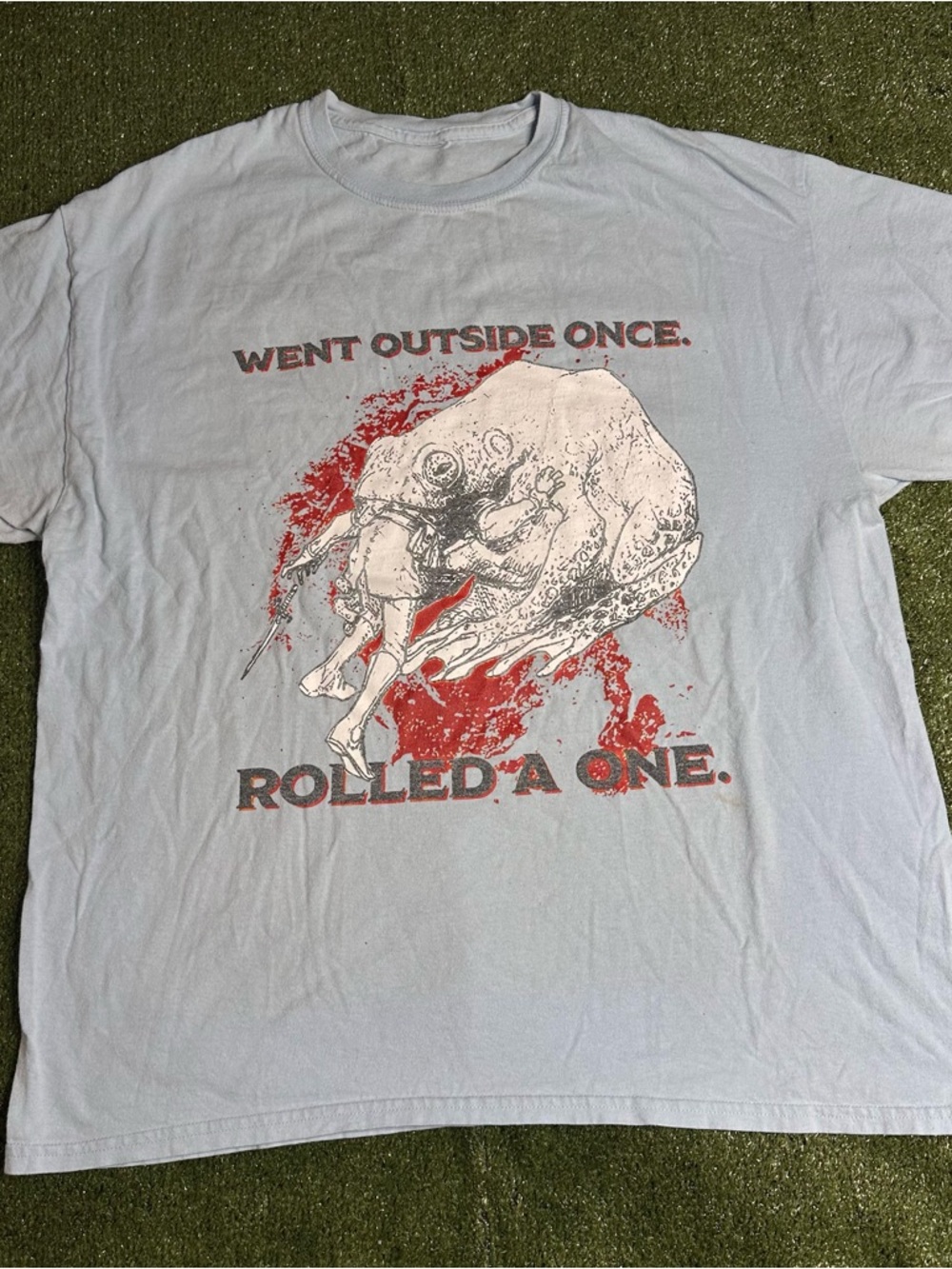Dungeons and dragons rolled a one shirt size 2xl baby blue color